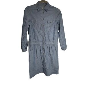 Bonpoint Blue Button-Up Denim Dress XS